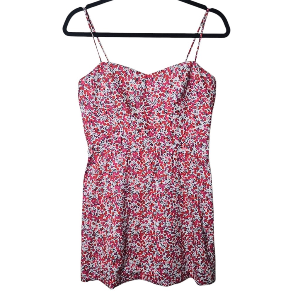 J.Crew x Liberty London Mini Dress 6 Red Floral Liberty Fabric Sweetheart Preppy